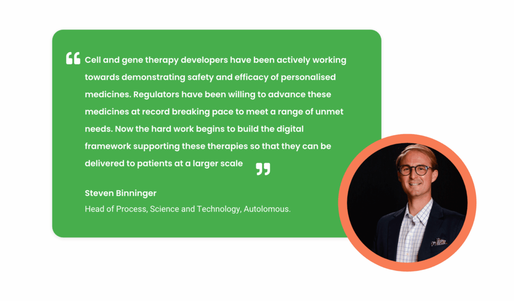Quote on cell and gene therapy with headshot