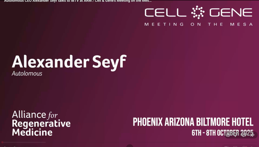 Alexander Seyf speaking at Cell & Gene Meeting