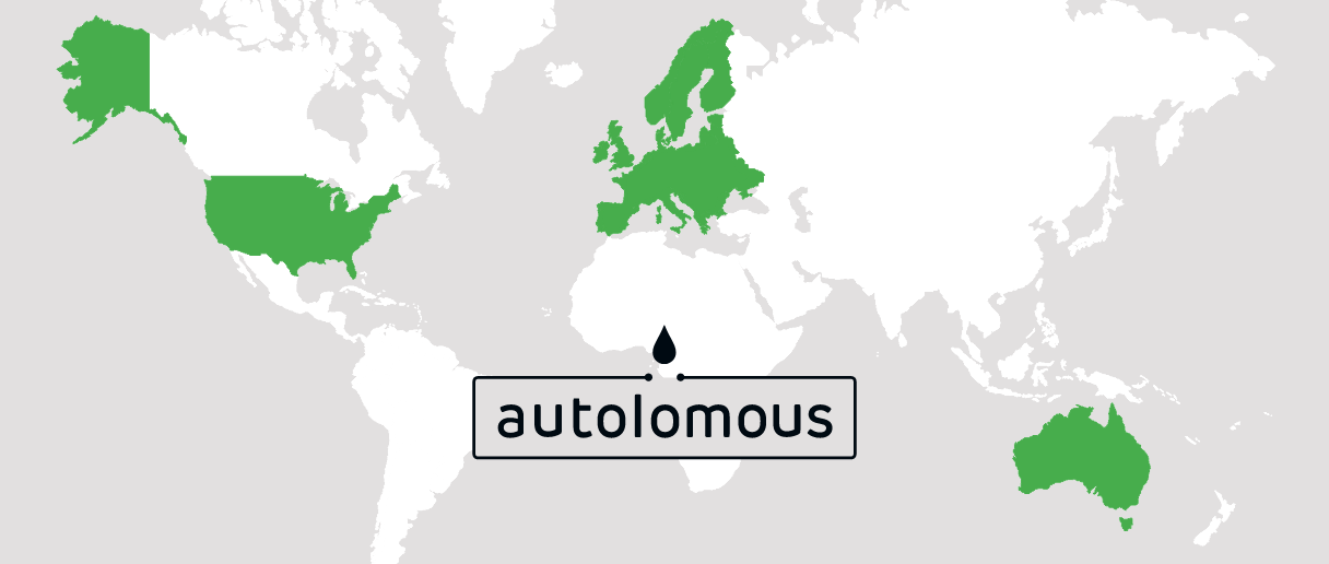 World map highlighting US, Europe, and Australia